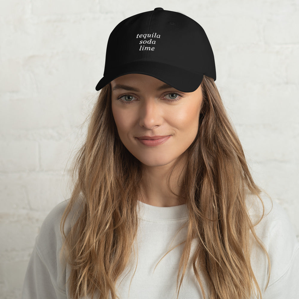 "Tequila Soda Lime" Embroidered Drink Order Hat (Black)