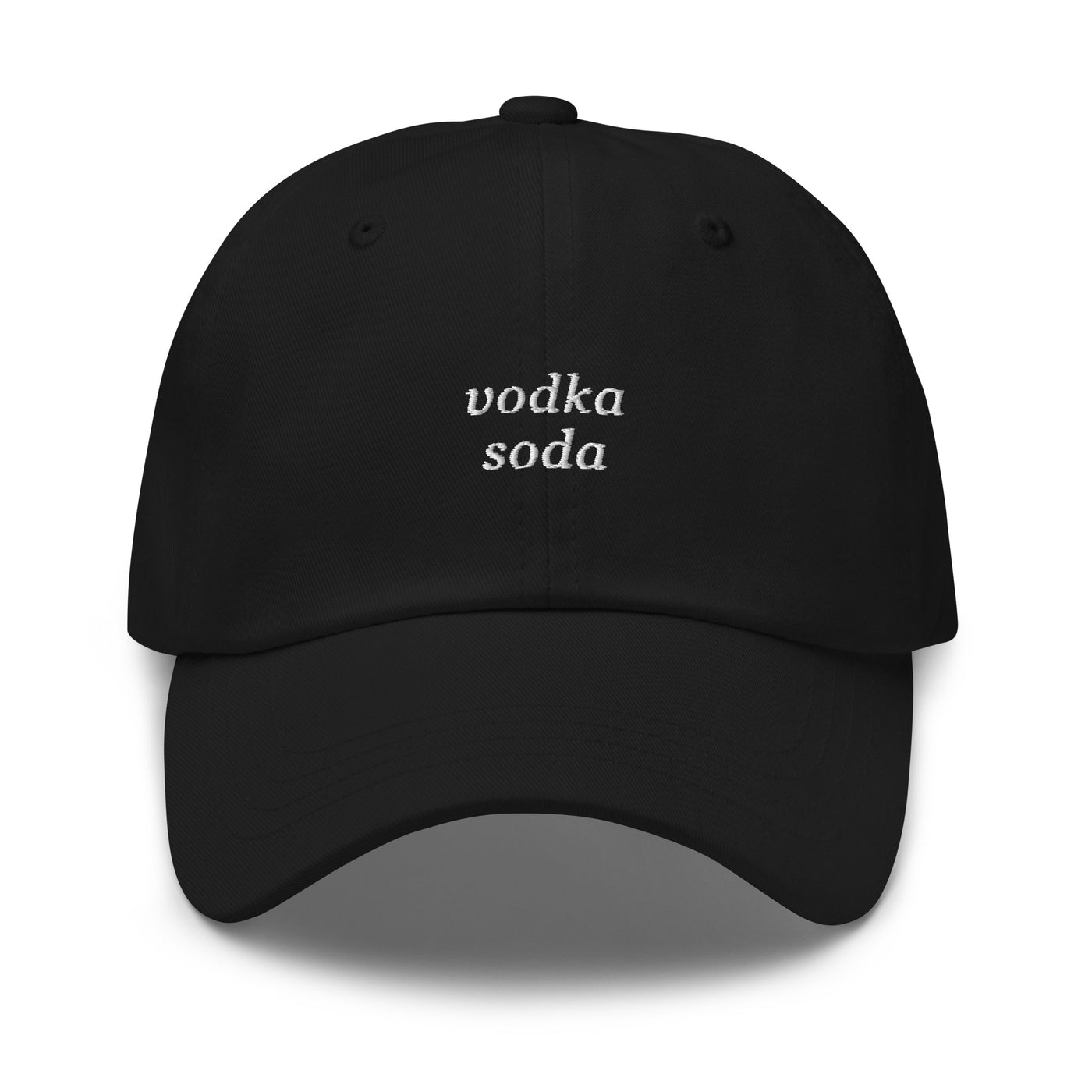 "Vodka Soda" Embroidered Drink Order Hat (Black)