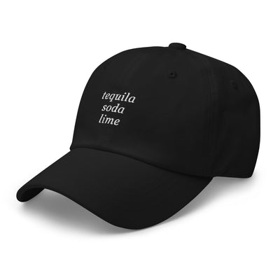 "Tequila Soda Lime" Embroidered Drink Order Hat (Black)
