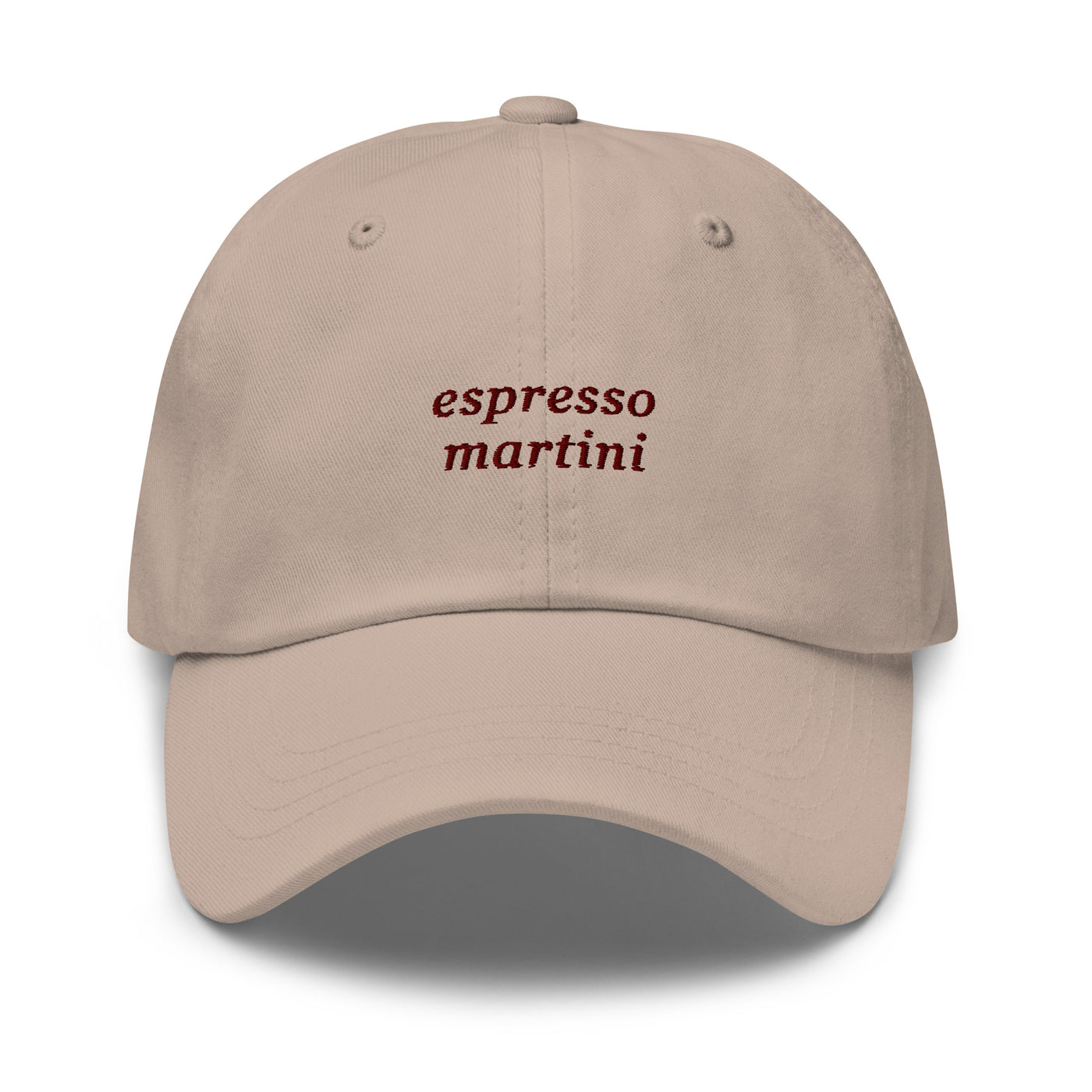 "Espresso Martini" Embroidered Drink Order Hat (Stone)
