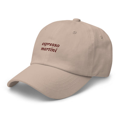 "Espresso Martini" Embroidered Drink Order Hat (Stone)