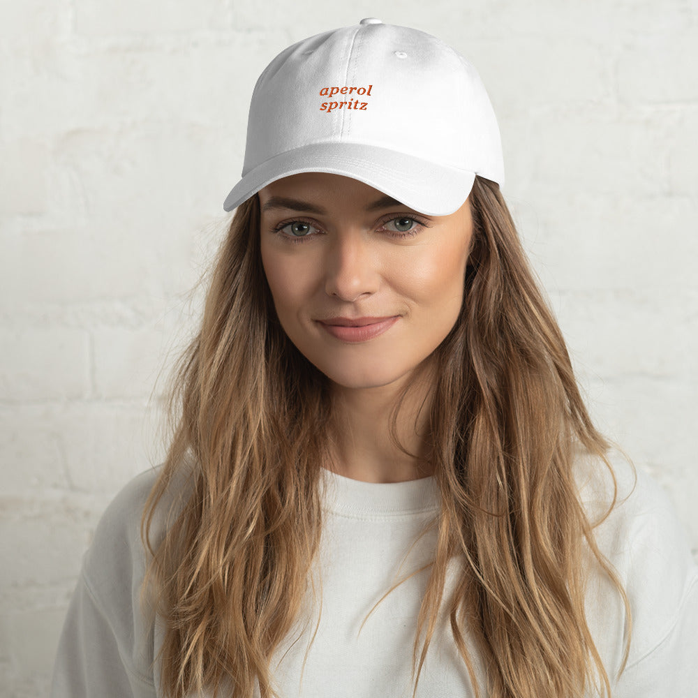 "Aperol Spritz" Embroidered Drink Order Hat (White)