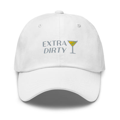 "Extra Dirty" Martini Embroidered Hat (White)