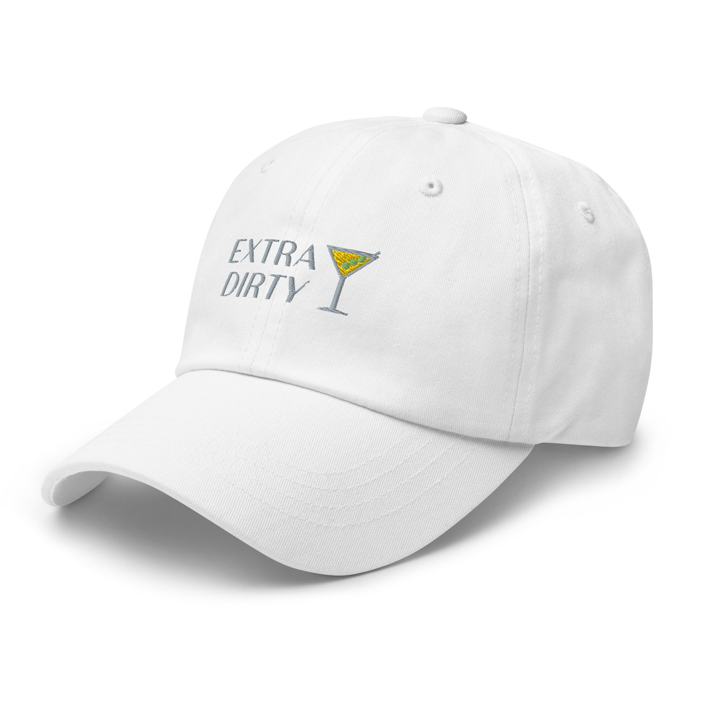 "Extra Dirty" Martini Embroidered Hat (White)