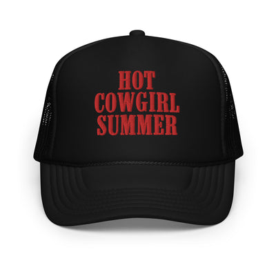 "Hot Cowgirl Summer" Embroidered Foam Trucker Hat (Black)