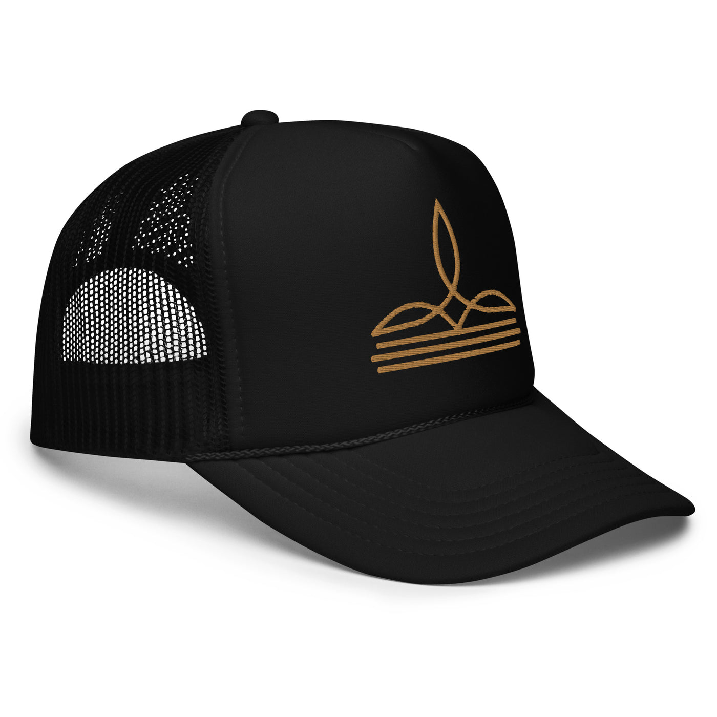 Western Embroidered Foam Trucker Hat (Black)