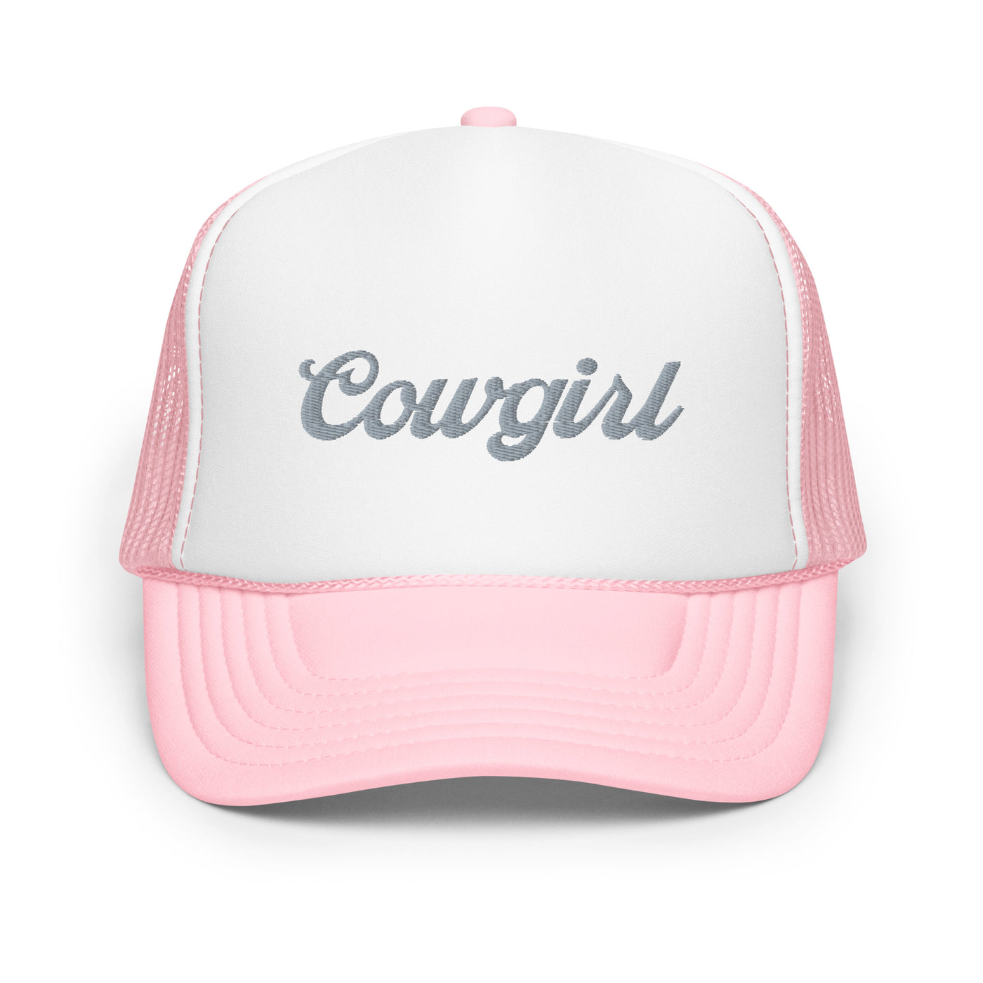 Cowgirl Western Embroidered Foam Trucker Hat (Pink)