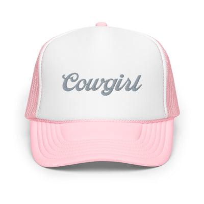 Cowgirl Western Embroidered Foam Trucker Hat (Pink)