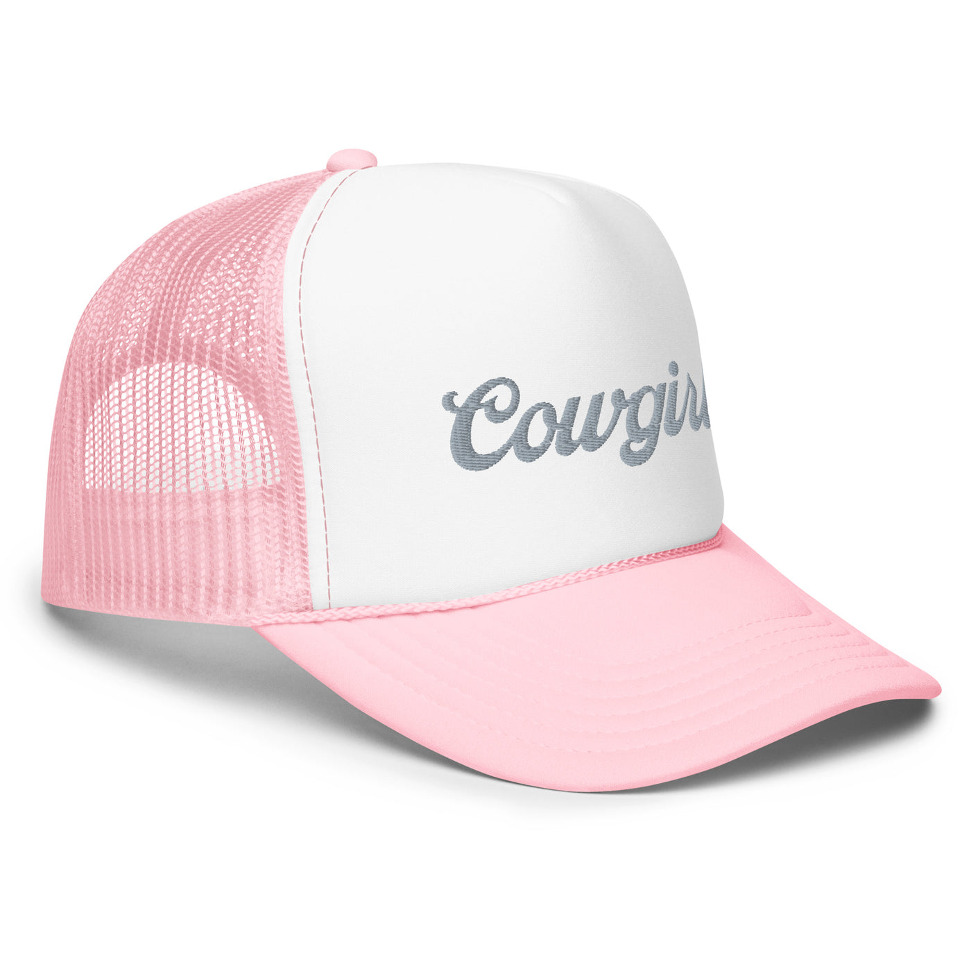 Cowgirl Western Embroidered Foam Trucker Hat (Pink)