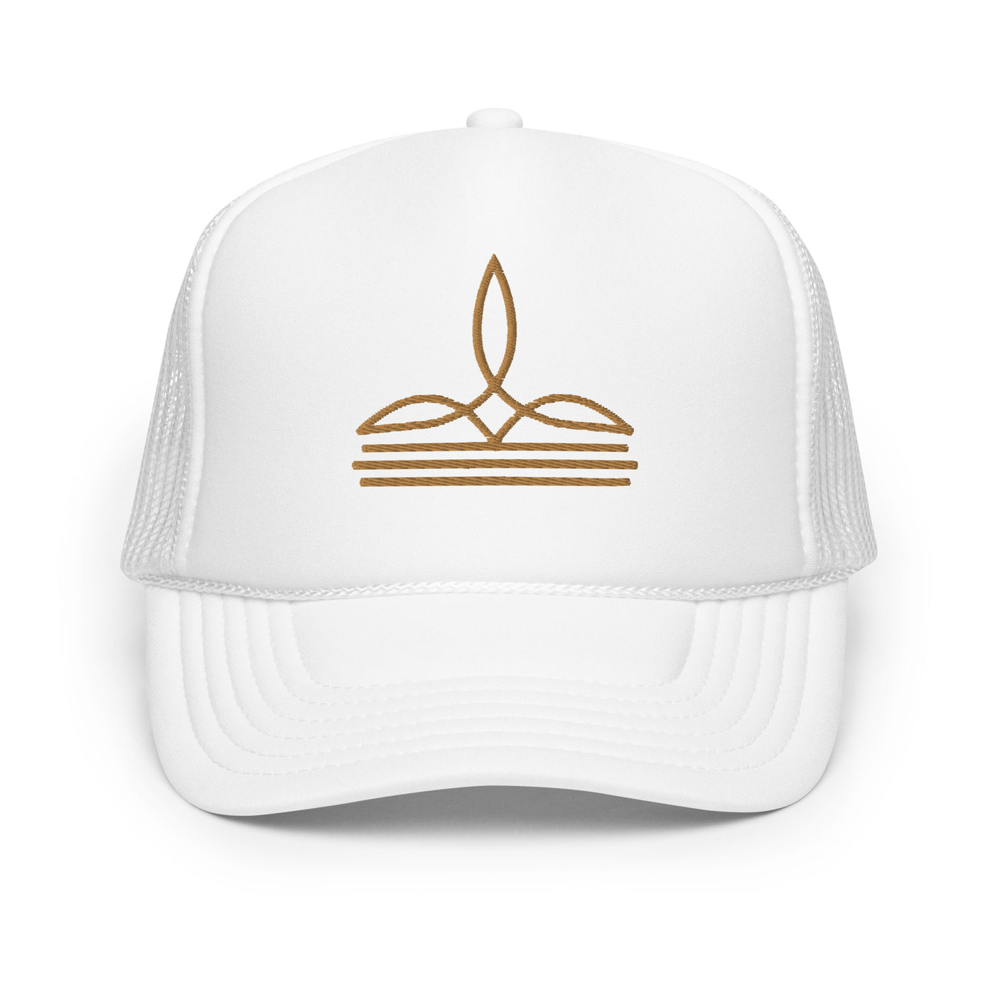 Western Embroidered Foam Trucker Hat (White)