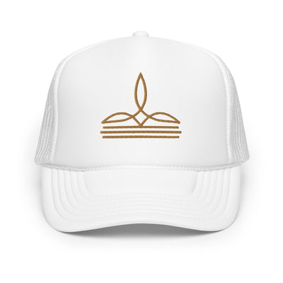 Western Embroidered Foam Trucker Hat (White)