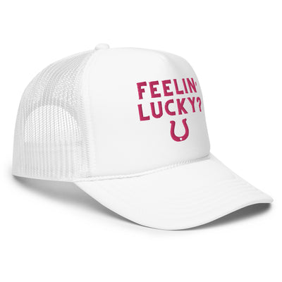 "Feelin' Lucky?" Horseshoe Foam Trucker Hat (White)