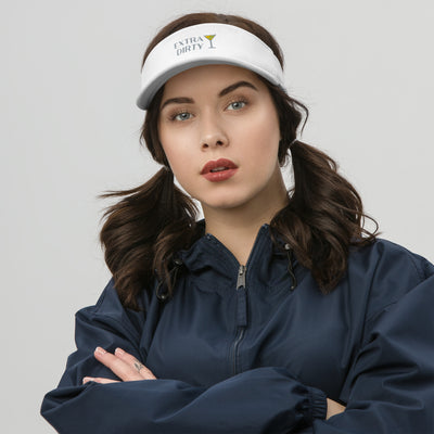 "Extra Dirty" Martini Embroidered Visor (White)