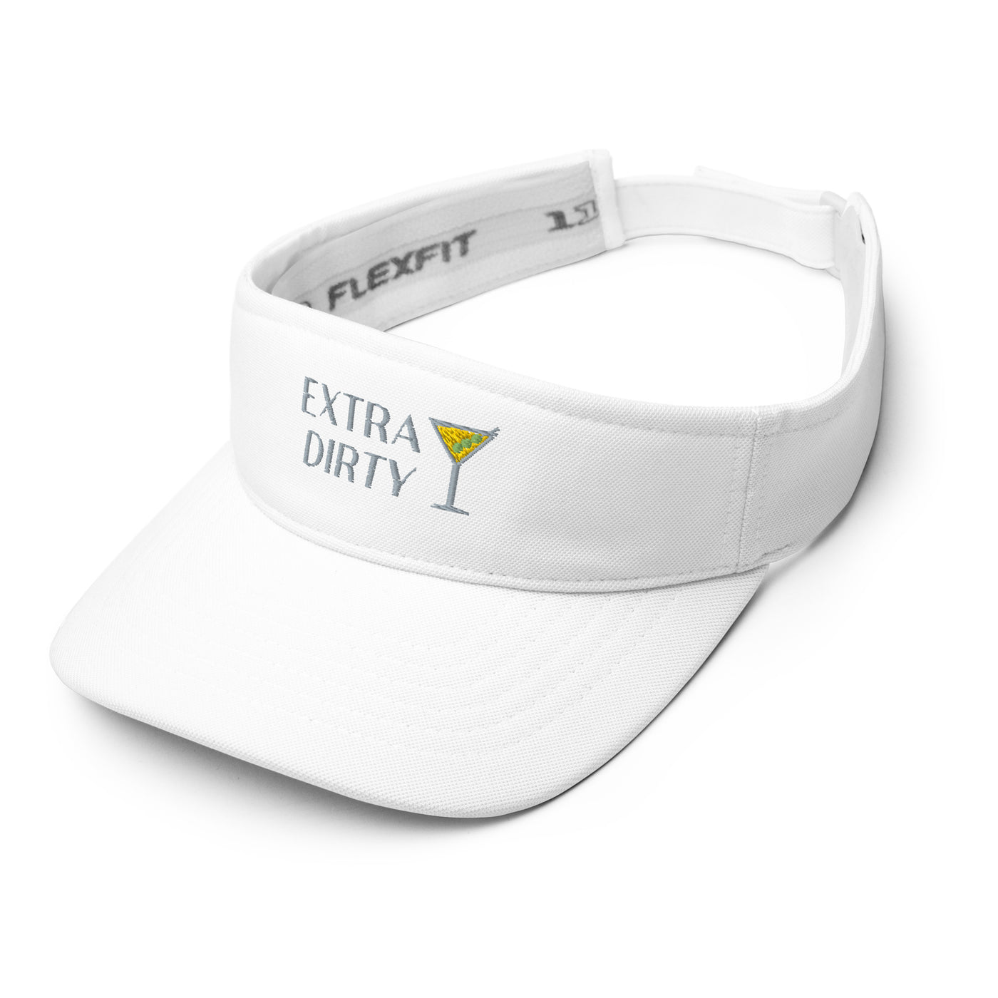 "Extra Dirty" Martini Embroidered Visor (White)