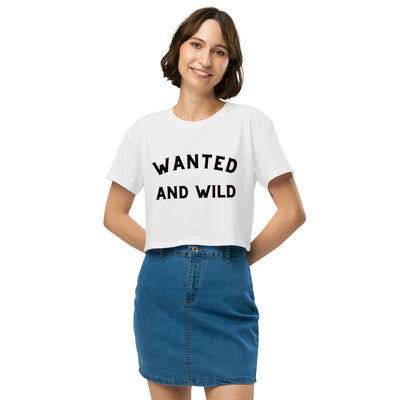 "Wanted And Wild" Graphic Crop Top (White)