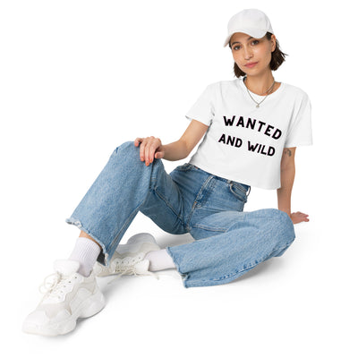 "Wanted And Wild" Graphic Crop Top (White)